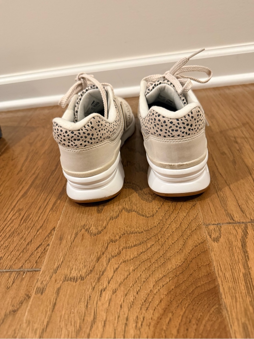 New Balance Women's Cream and Gold Accent Sneakers - Picture 2 of 5
